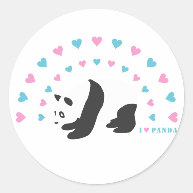 I Love Panda Classic Round Sticker (Front)