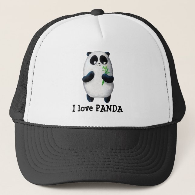 I love Panda Trucker Hat (Front)