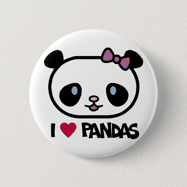 I Love Pandas 6 Cm Round Badge (Front)