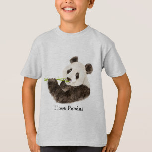 I love Pandas Asian Bear, Watercolor Animal T-Shirt