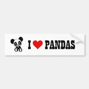 I Love Pandas Bumper Sticker