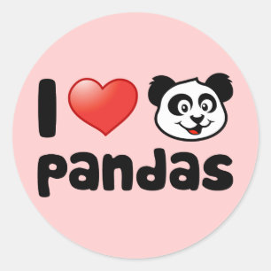 I Love Pandas Classic Round Sticker