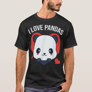 I Love Pandas Heart Shape Cute Panda Bear T-Shirt