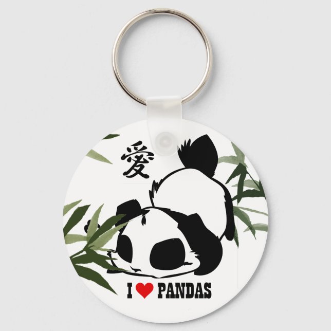 I Love Pandas Key Ring (Front)
