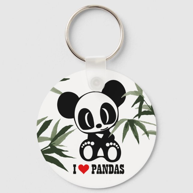 I Love Pandas Key Ring (Front)