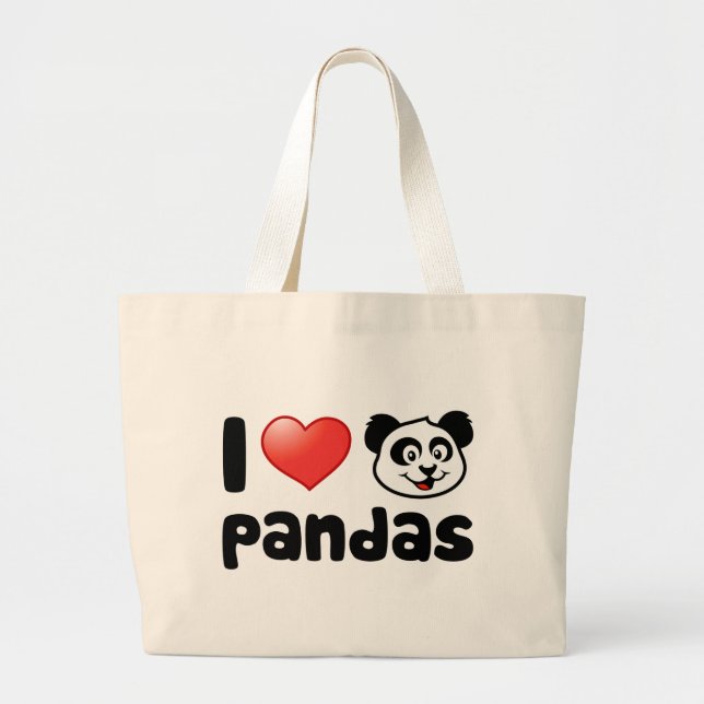 I Love Pandas Large Tote Bag (Front)