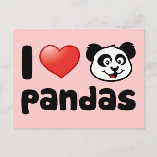I Love Pandas Postcard