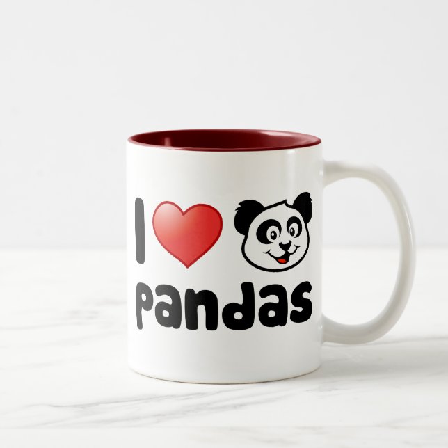 I Love Pandas Two-Tone Coffee Mug (Right)