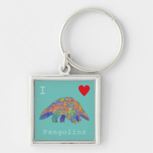 I Love Pangolins Colourful Animal Activism Art Key Ring