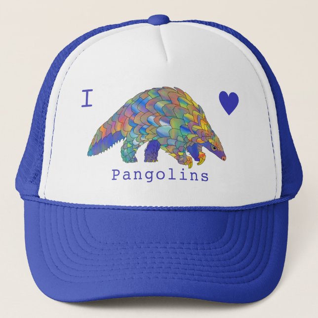 I Love Pangolins Endangered Animal colorful Art Trucker Hat (Front)