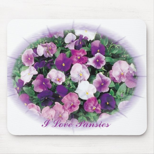 I Love Pansies Mouse Pad (Front)