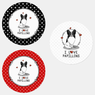 I Love Papillons (white & black) Hearts Dogs Cute