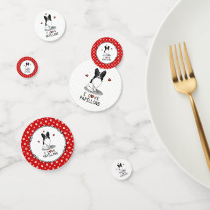 I Love Papillons (white & black) Hearts Dogs Cute Confetti