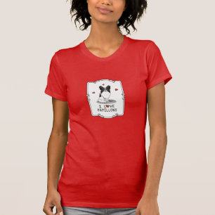 I Love Papillons (white & black) Hearts Dogs Cute T-Shirt