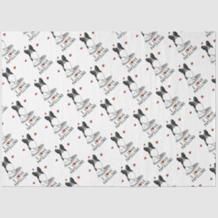 I Love Papillons (white & black) Hearts Dogs Cute Tissue Paper