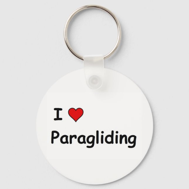 I Love Paragliding Key Ring (Front)