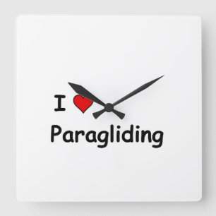 I Love Paragliding Square Wall Clock