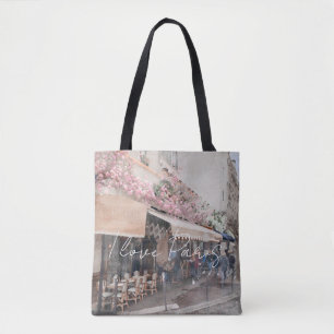 I Love Paris Cafe Street Scene Tote Bag