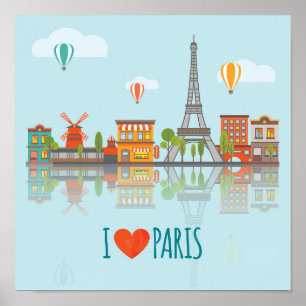 I Love Paris   Cityscape Design Poster