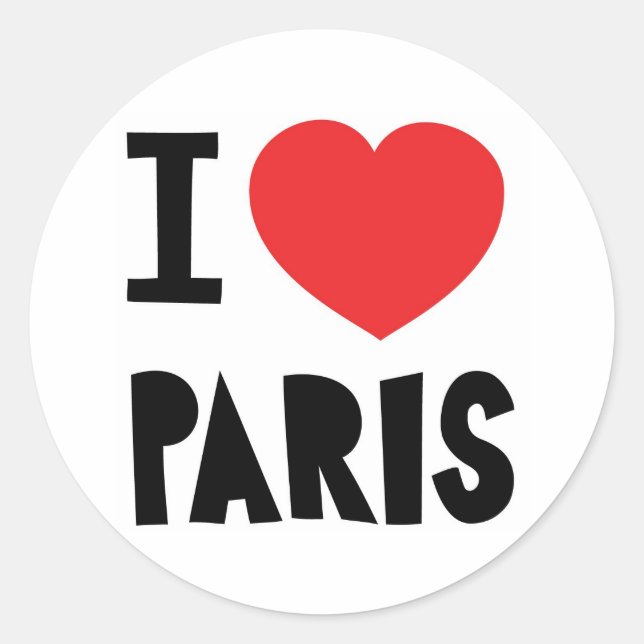 I love Paris Classic Round Sticker (Front)