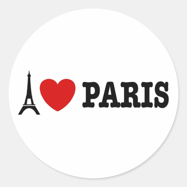I Love Paris Classic Round Sticker (Front)