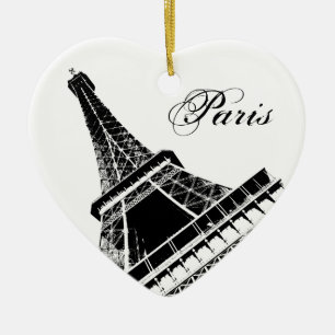 I Love Paris Eiffel Tower Ceramic Tree Decoration