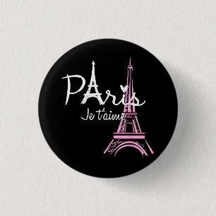 I Love Paris Eiffel Tower France French Souvenir 3 Cm Round Badge