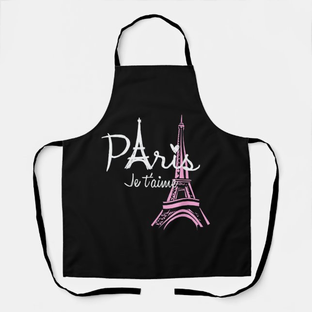 I Love Paris Eiffel Tower France French Souvenir Apron (Front)