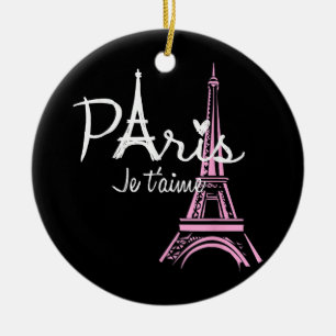 I Love Paris Eiffel Tower France French Souvenir Ceramic Tree Decoration