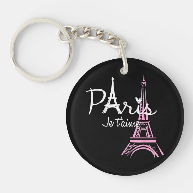 I Love Paris Eiffel Tower France French Souvenir Key Ring (Front)