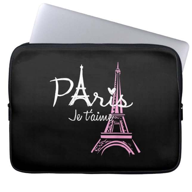 I Love Paris Eiffel Tower France French Souvenir Laptop Sleeve (Front)