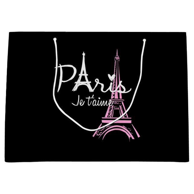 I Love Paris Eiffel Tower France French Souvenir Large Gift Bag (Front)