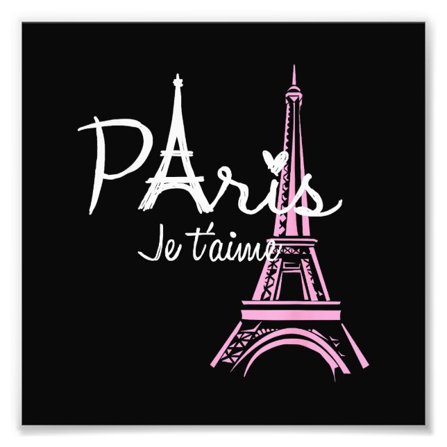 I Love Paris Eiffel Tower France French Souvenir Photo Print (Front)