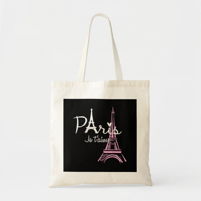 I Love Paris Eiffel Tower France French Souvenir Tote Bag (Front)