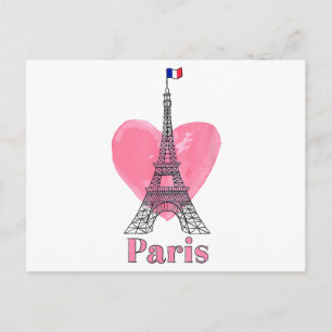 I Love Paris Eiffel Tower France Gift Holiday Postcard