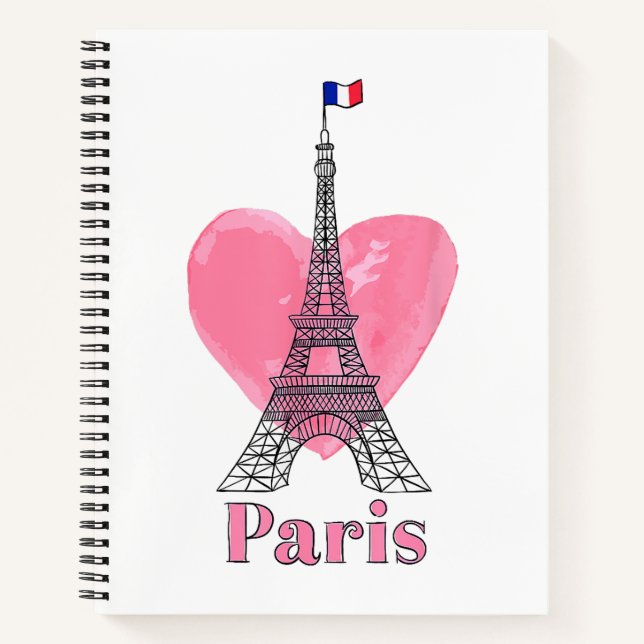 I Love Paris Eiffel Tower France Gift Notebook (Front)