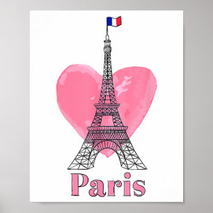 I Love Paris Eiffel Tower France Gift Poster