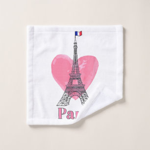I Love Paris Eiffel Tower France Gift Wash Cloth