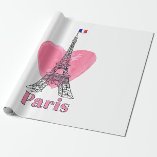 I Love Paris Eiffel Tower France Gift Wrapping Paper