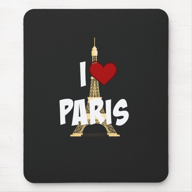 "I Love Paris," Eiffel Tower Mouse Mat (Front)