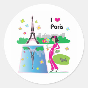 I love Paris, France Classic Round Sticker