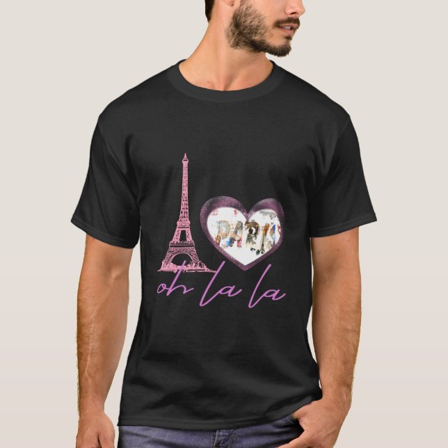 I Love Paris France He Eiffel Tower Oh La La T-Shirt (Front)
