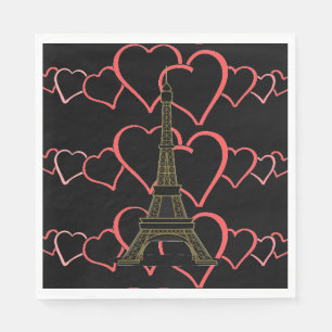 I Love Paris, French Theme Party Paper Napkins