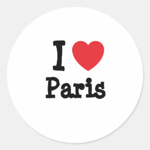 I love Paris heart custom personalised Classic Round Sticker