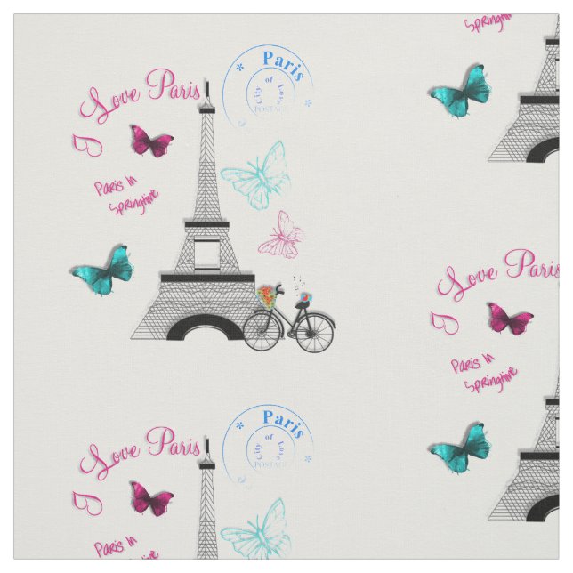 I Love Paris In Springtime Fabric (Swatch)