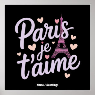 I Love Paris Je t'aime Eiffel Tower France T-Shirt Poster