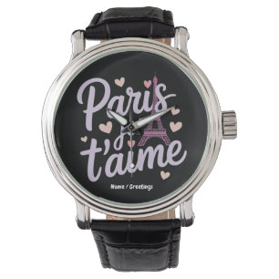 I Love Paris Je t'aime Eiffel Tower France T-Shirt Watch