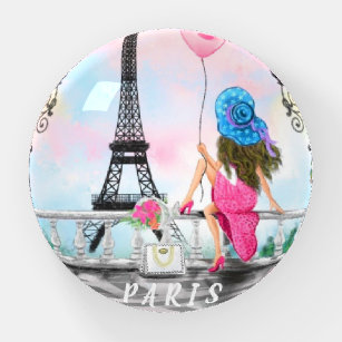 I Love Paris - Pretty Woman and Pink Balloon Paperweight