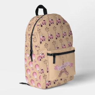 I Love Paris Print Cut Sew Backpack