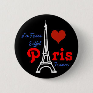 I love Paris . romantic Eiffel 6 Cm Round Badge